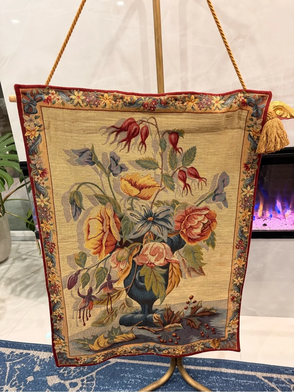 Floral Tapestry Wall Hanging in Multi-Color